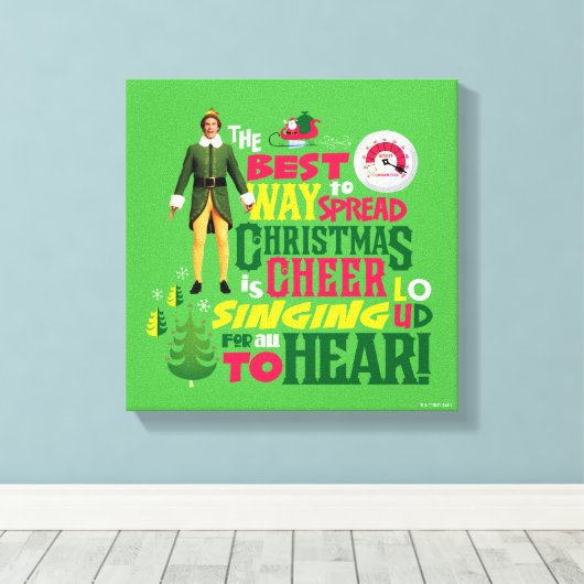 Buddy the Elf Christmas Cheer Graphic Quote Canvas Afdruk (Insitu (Houten vloer))