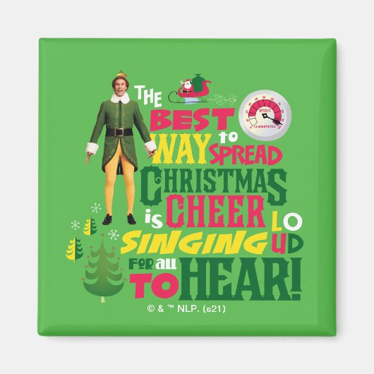 Buddy the Elf Christmas Cheer Graphic Quote Magneet (Voorkant)