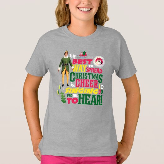 Buddy the Elf Christmas Cheer Graphic Quote T-shirt (Voorkant)