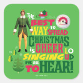 Buddy the Elf Christmas Cheer Graphic Quote Vierkante Sticker (Voorkant)
