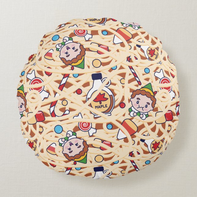 Buddy the Elf | Christmas Cheer Pattern Rond Kussen (Voorkant)