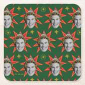 Buddy the Elf Emoties Pattern Kartonnen Onderzetters (Voorkant)