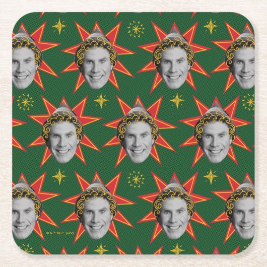 Buddy the Elf Emoties Pattern Kartonnen Onderzetters (Voorkant)