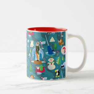 Buddy the Elf en personages teal patroon Tweekleurige Koffiemok