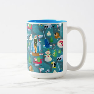 Buddy the Elf en personages teal patroon Tweekleurige Koffiemok