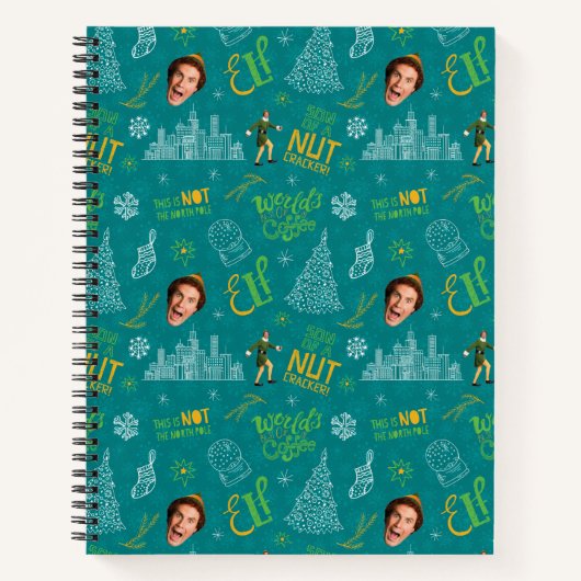Buddy the Elf Teal Quote Pattern Notitieboek (Voorkant)