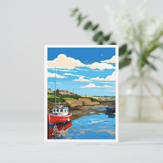 Bude Cornwall Engeland Kunstwerk Reizen Illustrati Briefkaart (Staand voorkant)