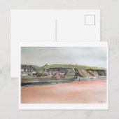 Bude Cornwall Landschap – Waterverf Kustkunst Briefkaart (Voorkant / Achterkant)