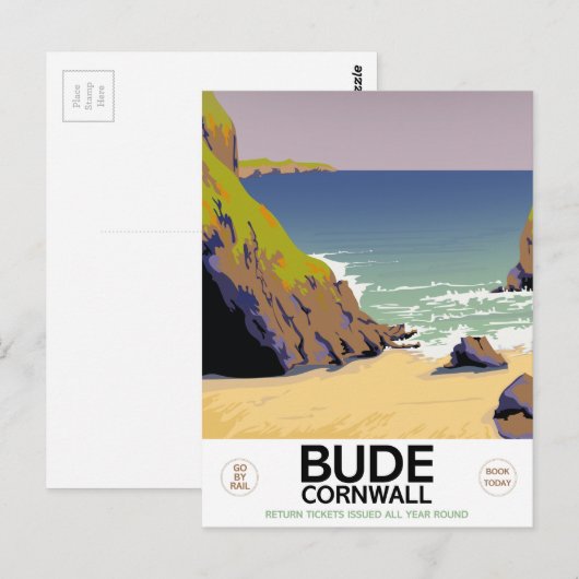 Bude cornwall Reisposter zeezijde Briefkaart (Voorkant / Achterkant)