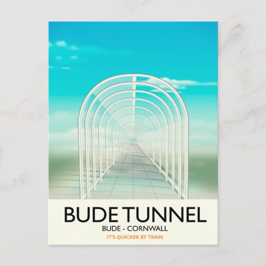 Bude Tunnel, Cornwall Parodie Reisposter Briefkaart (Voorkant)
