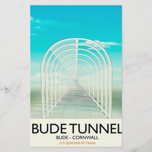 Bude Tunnel, Cornwall Parodie Reisposter Briefpapier (Voorkant)