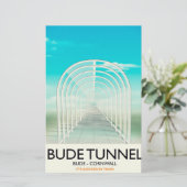Bude Tunnel, Cornwall Parodie Reisposter Briefpapier (Staand voorkant)