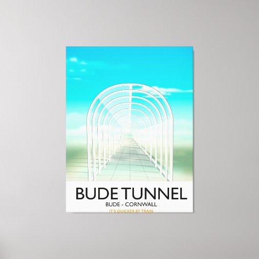 Bude Tunnel, Cornwall Parodie Reisposter Canvas Afdruk (Voorkant)