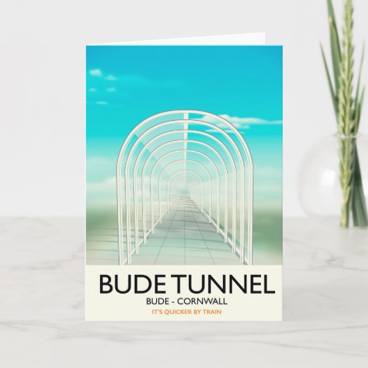 Bude Tunnel, Cornwall Parodie Reisposter Feestdagen Kaart (Voorkant)