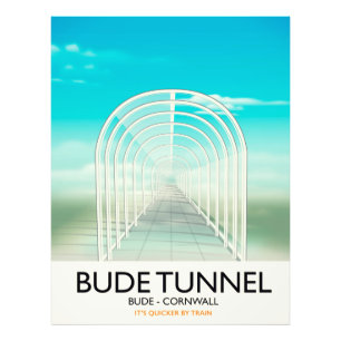 Bude Tunnel, Cornwall Parodie Reisposter Foto Afdruk