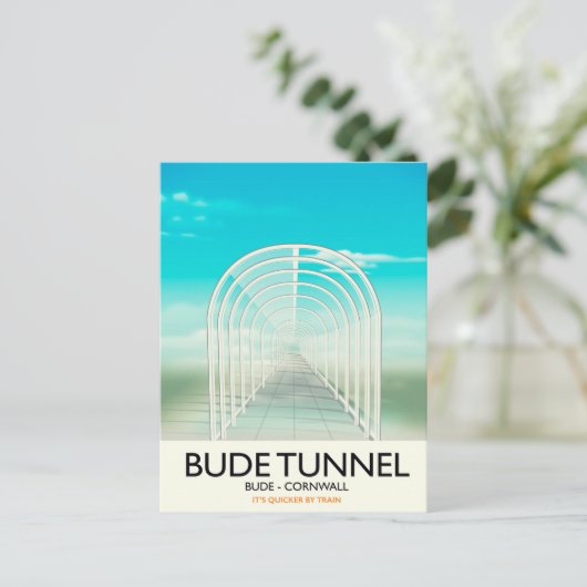 Bude Tunnel, Cornwall Parody Travel poster Briefkaart (Staand voorkant)