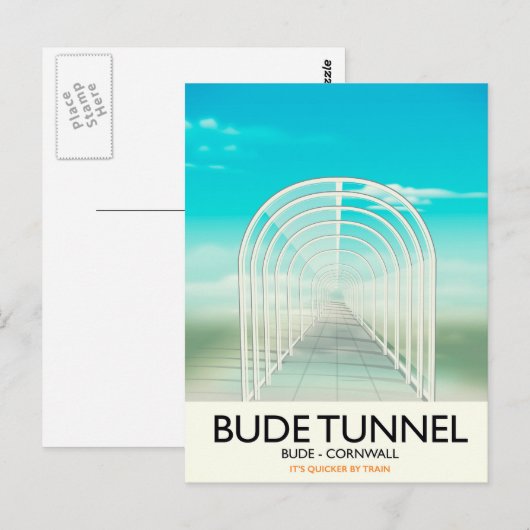 Bude Tunnel, Cornwall Parody Travel poster Briefkaart (Voorkant / Achterkant)