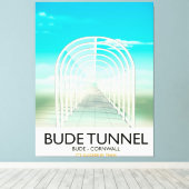 Bude Tunnel, Cornwall Parody Travel poster Canvas Afdruk (Insitu (Houten vloer))