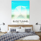 Bude Tunnel, Cornwall Parody Travel poster Canvas Afdruk (Insitu (Slaapkamer))