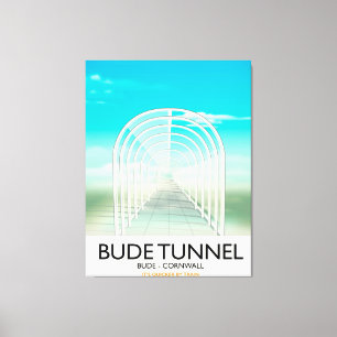 Bude Tunnel, Cornwall Parody Travel poster Canvas Afdruk