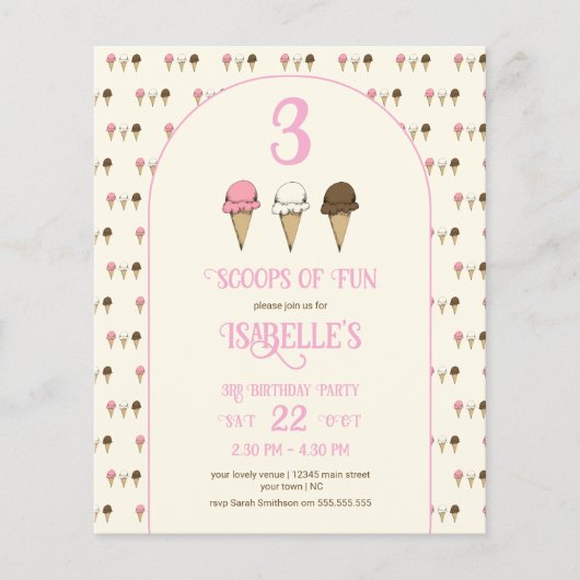 Budge 3 Scoops van Fun 3e verjaardagsfeestje  (Voorkant)