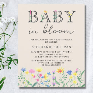 Budge Baby in Bloom Bloemen Baby shower Uitnodigen
