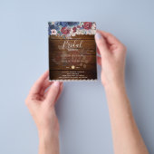 Budge Burgundy Blue Floral Vrijgezellenfeest Invit Flyer (Hand)