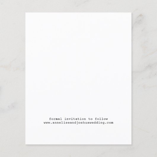 Budge eenvoudige typografie bruiloft met de datum flyer (Achterkant)