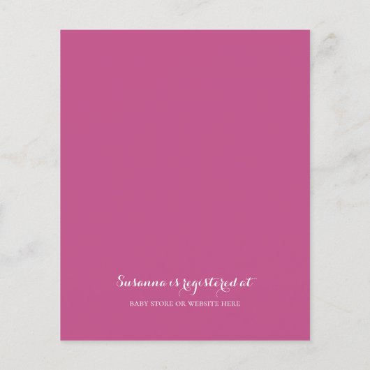 Budge roze teistle Baby Girl Uitnodiging (Achterkant)