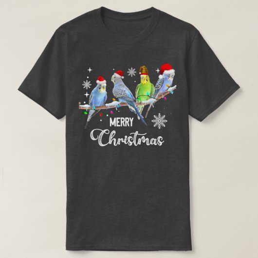 Budgerigar Budgie Bird Kerstlights T-shirt (Design voorkant)