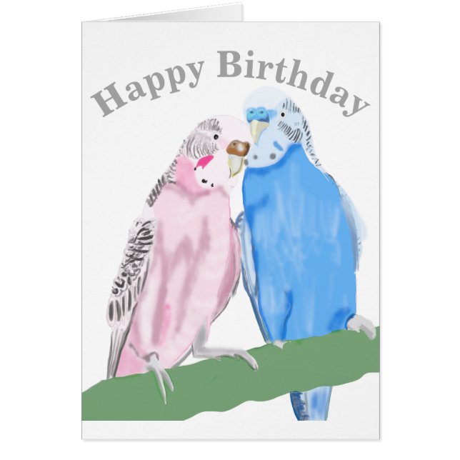 Budgerigar Editable Birthday Kaart (Voorkant)