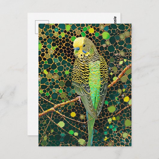Budgerigar in Aboriginal Dot Art Style Briefkaart (Voorkant / Achterkant)
