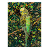 Budgerigar in Aboriginal Dot Art Style Perfect Poster (Voorkant)