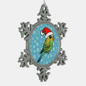 Budgerigar Santa Claus Tin Sneeuwvlok Ornament (Links)