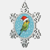 Budgerigar Santa Claus Tin Sneeuwvlok Ornament (Rechts)