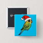 Budgerigar Santa Claus Vierkante Button 5,1 Cm (Voorkant /achterkant)