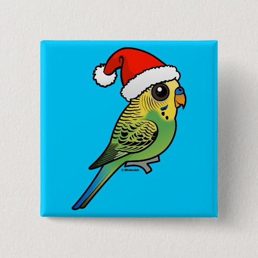 Budgerigar Santa Claus Vierkante Button 5,1 Cm (Voorkant)