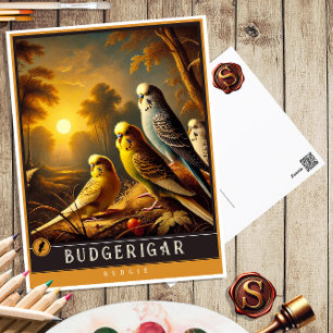 Budgerigar   Schattige familie  Briefkaart