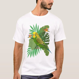 Budgerigar with leaves t-shirt