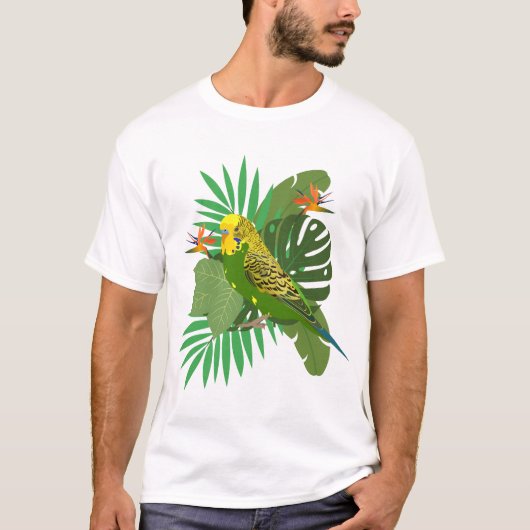 Budgerigar with leaves t-shirt (Voorkant)