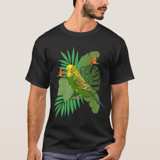 Budgerigar with leaves t-shirt