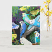 Budgerigars en varens Kaart (Gele Bloem)