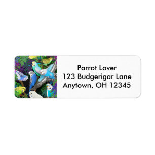 Budgerigars in Varens Label