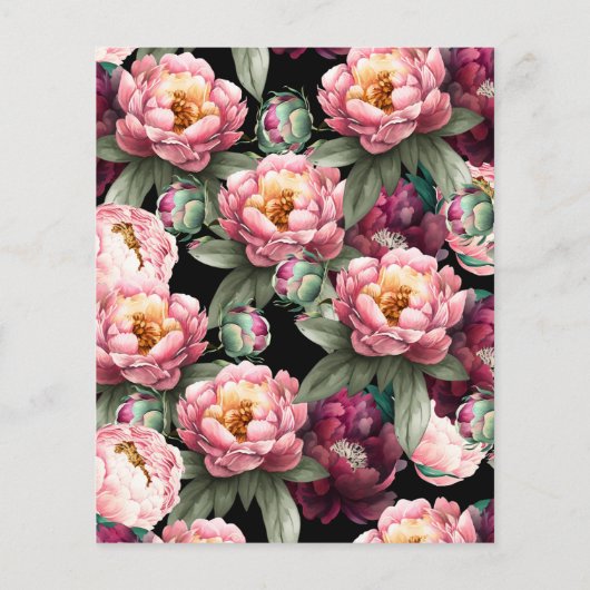 Budget 100e verjaardag Moody Bloemen Uitnodiging (Achterkant)