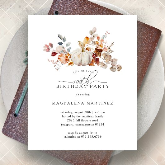 BUDGET 100e Verjaardag Pompoen Herfst Bloemen uitn