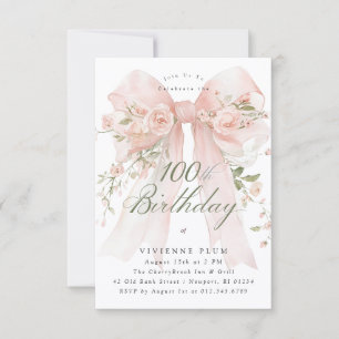 BUDGET 100ste verjaardagsfeest Elegante Roze Bloem Kaart