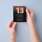 Budget 13e Verjaardag Roos Gold Black Invitation Flyer (Hand)