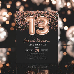 Budget 13e Verjaardag Roos Gold Black Invitation Flyer