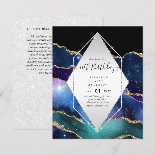 BUDGET 16e Verjaardag Glitterende AGATE Fonkel Uit (Voorkant / Achterkant)