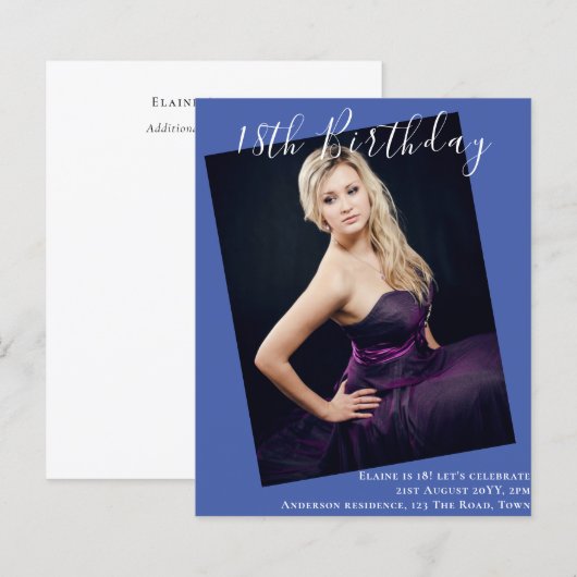BUDGET 18e verjaardag FOTO uitnodiging aankondigin (Voorkant / Achterkant)
